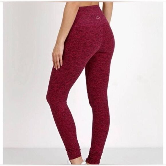 Beyond Yoga Pants - Beyond yoga caught in midi space dye heathered soft deep red high waisted leggin